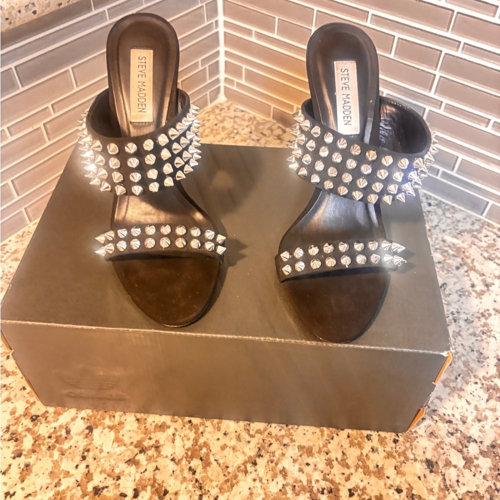 Steve Madden Black Heels with Silver Studs